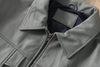 Men Grey Genuine Leather Bomber Jacket