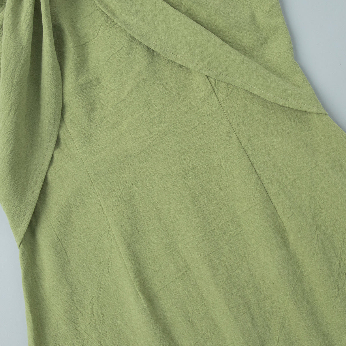 Women’s Green One Shoulder Knot Front Mini Dress