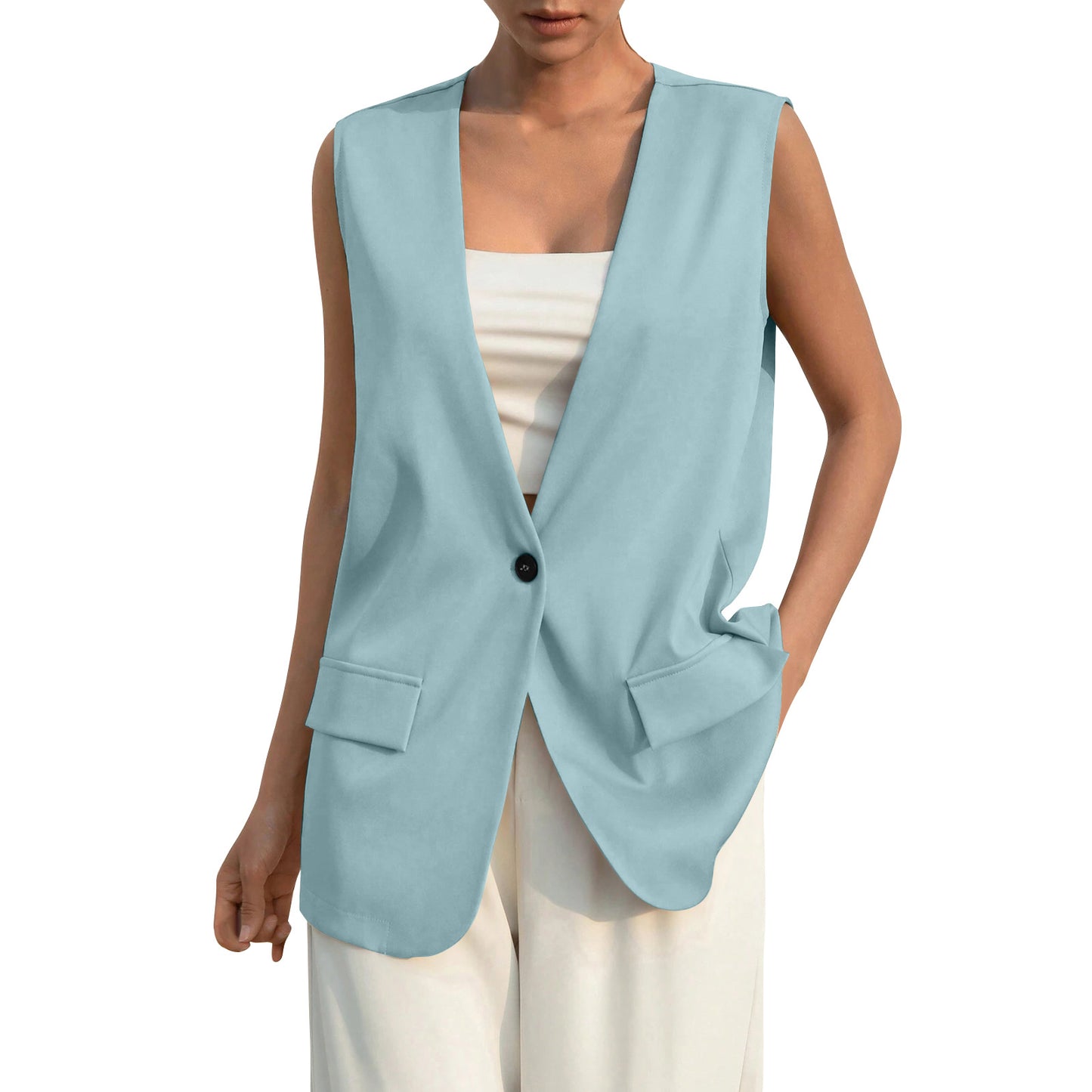 women's oversized v neck vest