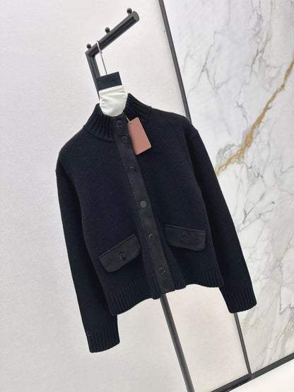 Women’s Cashmere Suede Patch Cardigan Jacket