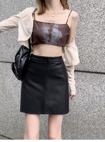 High Waist Faux Leather Skirts
