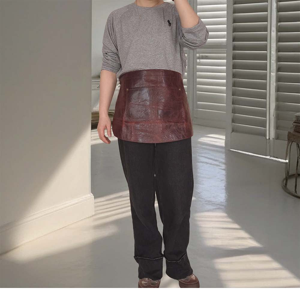 Top Grain Leather Half Apron for Kitchen and Bar Work