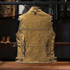 Men genuine cowhide biker leather vest