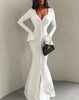 White button front bodycon maxi dress with flared cuffs
