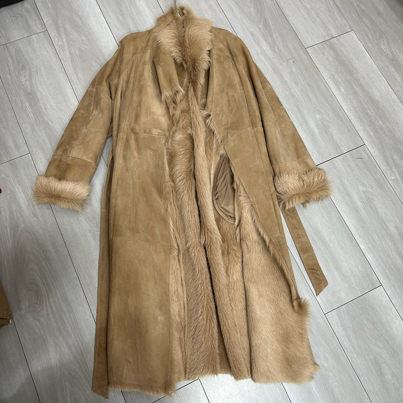 Women’s Cashmere Fur Mid-Length Trench Coat