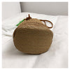 Straw Beach Bucket Bag for Women with Leather Strap