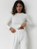 White pointelle knit lounge set