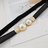 Pearl buckle thin waist belt for women