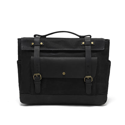 Motorcycle Pannier Bag in Waxed Canvas with Genuine Leather Trim 2