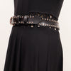 Women black western stud leather belt