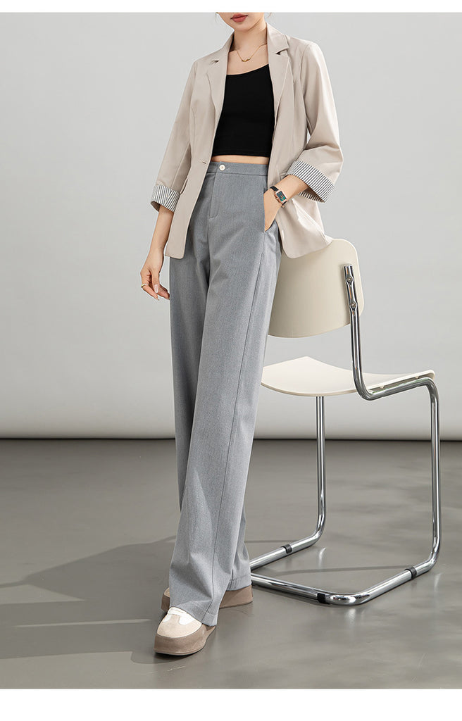 High-waisted casual pants for women with straight drape