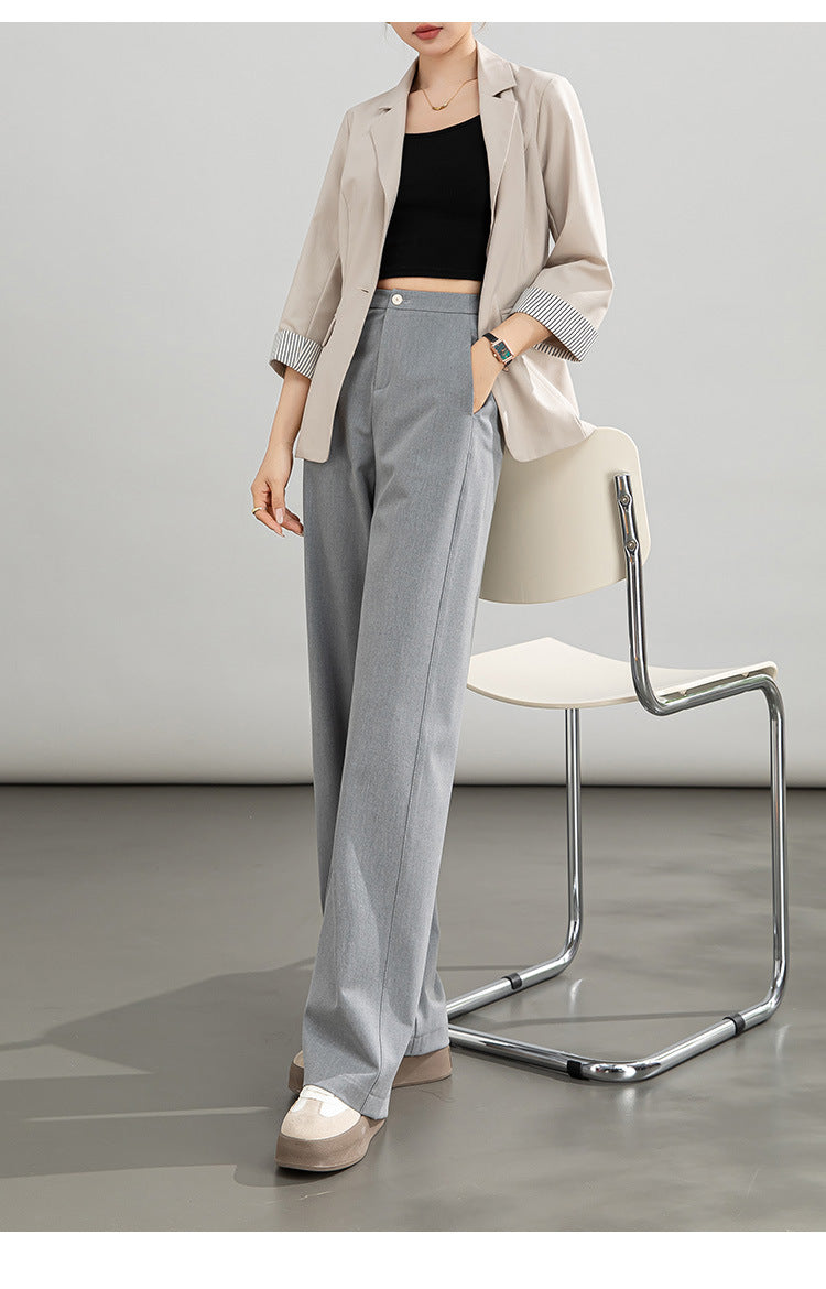 High-waisted casual pants for women with straight drape