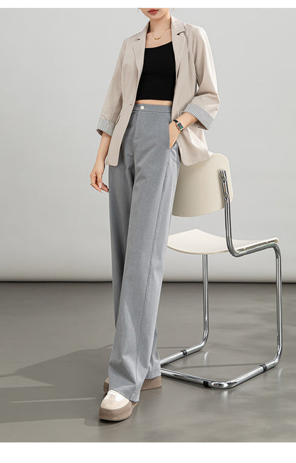 High-waisted casual pants for women with straight drape