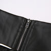 Imitation Leather Belted Mini Skirt