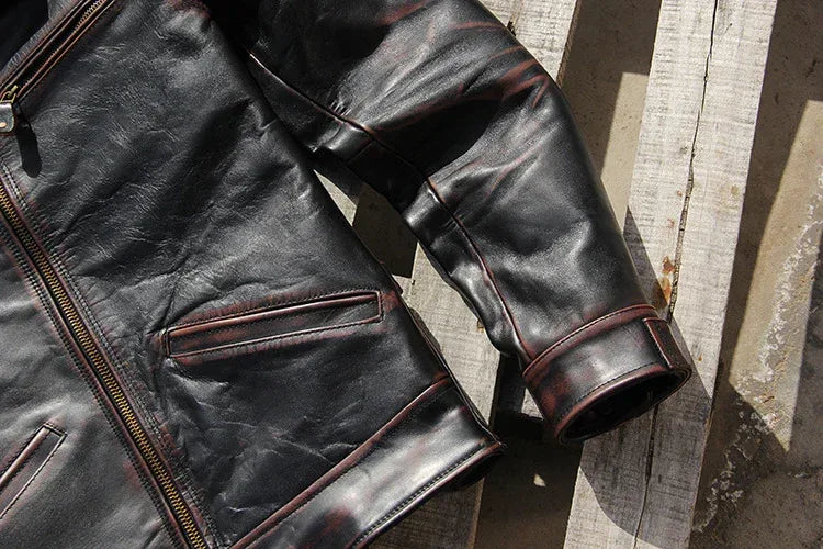 Men’s Waxed Cowhide Leather Jacket