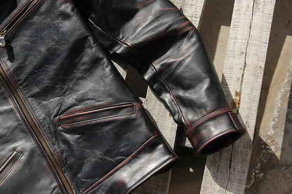 Men’s Waxed Cowhide Leather Jacket
