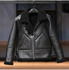 Men Real Sheepskin Shearling Fur Flight Bomber Jacket