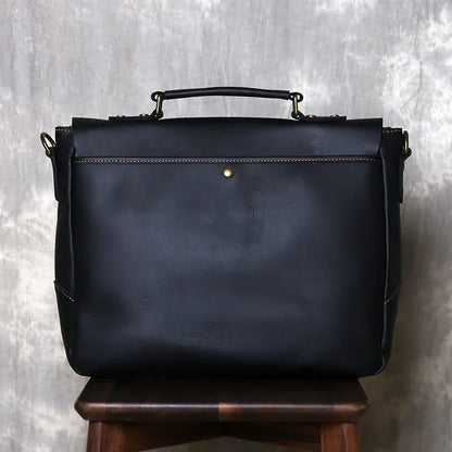 Leather messenger bag briefcase for men