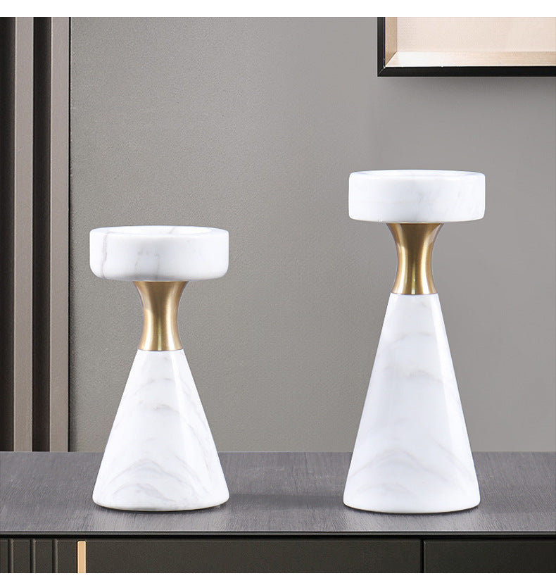 Luxury Marble Candlestick Holder with Gold Accent