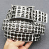 Punk studded wide leather belt with rivets