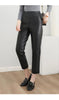 Women’s High Waisted Black Cropped Leather Pants