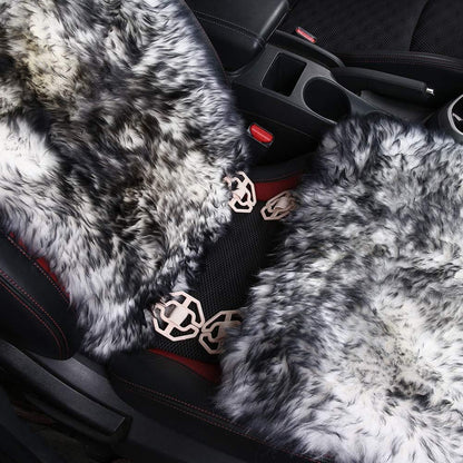 Long Hair Sheepskin Car Seat Cover with Plush Wool Backrest