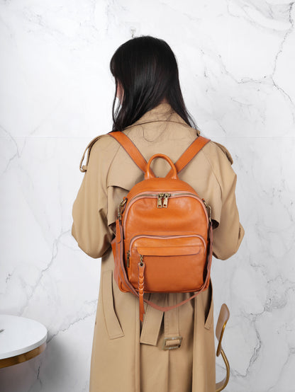 Real leather backpack for women