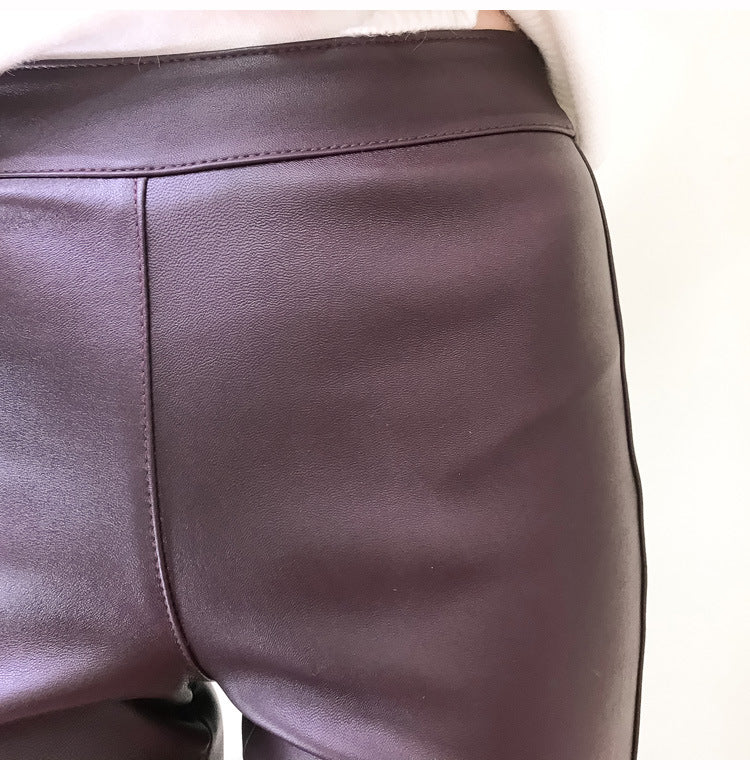 Women’s Flared Leather Pants High Waisted Cropped