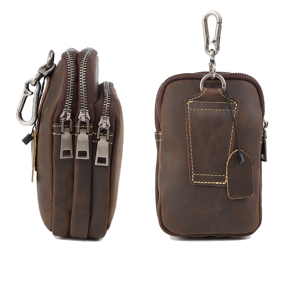 Genuine Leather Waist Bag for Men with Belt Loop