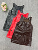 Women Leather Mini Dress A-Line Pocket Dress