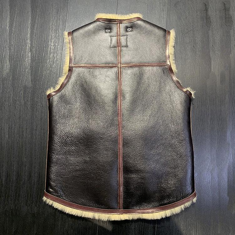 Men Shearling Vest with hide Pockets Merino Sheepskin