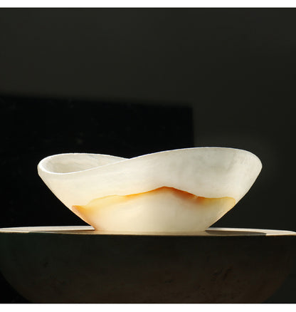 Light Luxury Marble Fruit Plate Natural White Jade Decorative Bowl