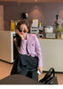 Women Cropped Pink Leather Jacket With Metal Lock