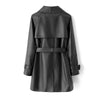 Women genuine leather long trench coat