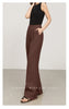 High waist women linen pants with wide leg