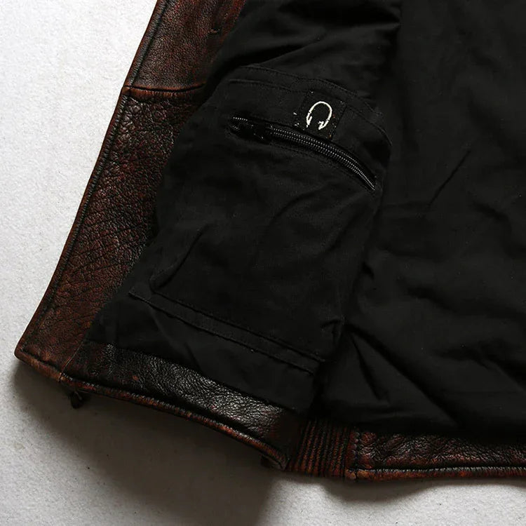 Men’s Genuine Leather Biker Motorcycle Vest