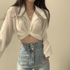 Women Cropped Shirt Waist Fitted