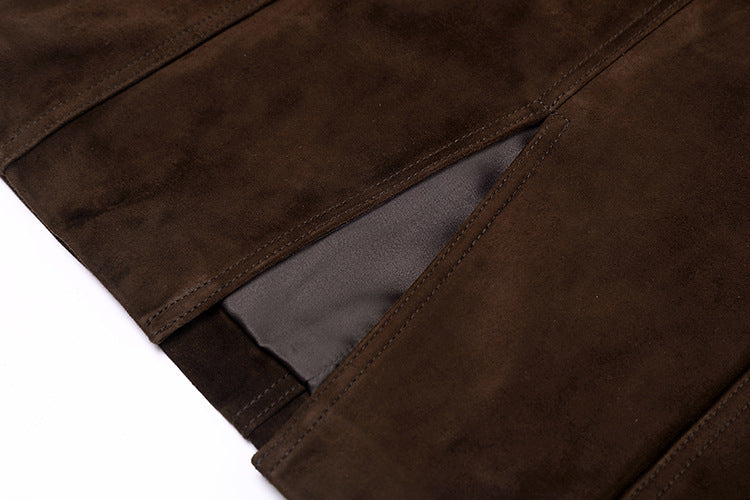 High Waist Leather Midi Pencil Skirt Women