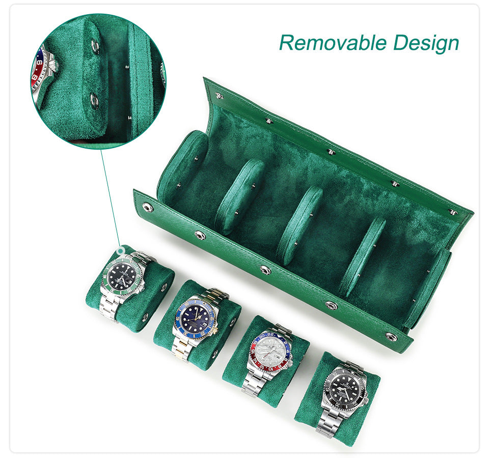 Leather Luxury Watch Box 4 Slot Men’s Watch Display Case