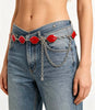 Women’s Red Lip Waist Chain Silver Tone Belt