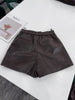 Brown Genuine Leather Shorts for Women