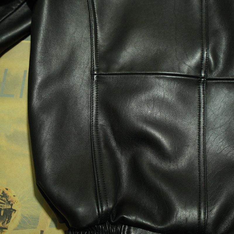 Urban aviator leather bomber jacket