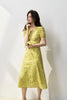 yellow floral v neck midi dress summer