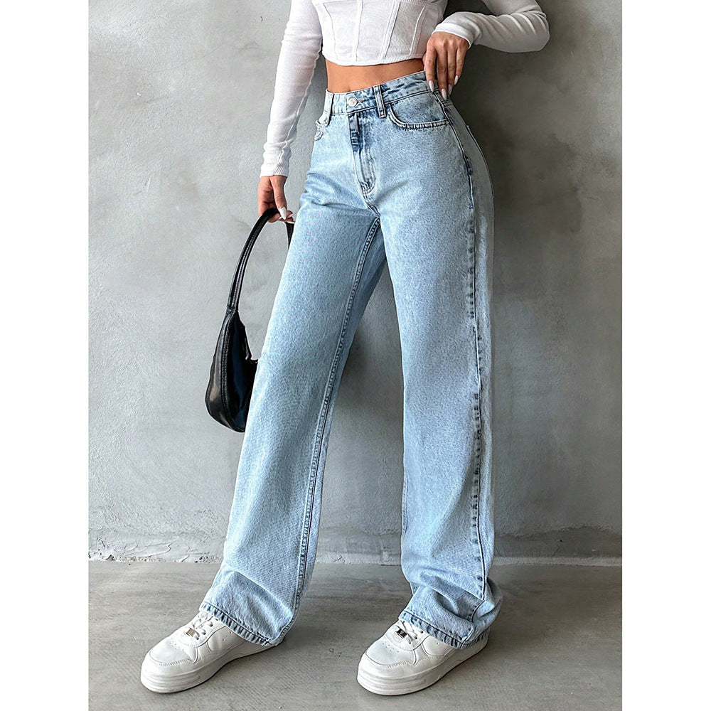 Straight-Leg Denim Jeans