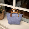 Woven Summer Tote Bag With Bamboo Handle