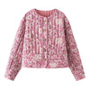 Women Floral Quilted Cotton Jacket Round Neck