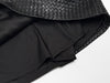 Genuine Black Leather Mini Skirt High Waisted Woven A-Line