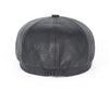 Men's leather newsboy cap with sheepskin