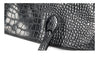 Black Leather Cylindrical Tote Shoulder Bag Crocodile Pattern
