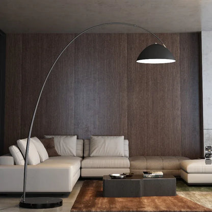 Modern black arching floor lamp with adjustable span